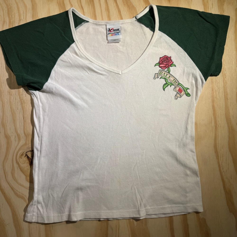 Chase Authentics NASCAR Dale Earnhardt Jr Rose Graphic Raglan Baby Tee White M